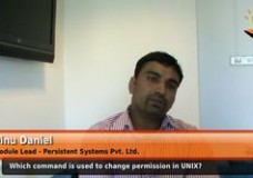 Which command is used to change permission in UNIX? (Module Lead – Persistent Systems Pvt. Ltd.)